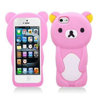 Gambar 3D Rilakkuma Beruang Silikon Lembut Penutup Case Cocok Untuk New Iphone 5 5S Leegoal (berwarna Merah Muda)   Internasional