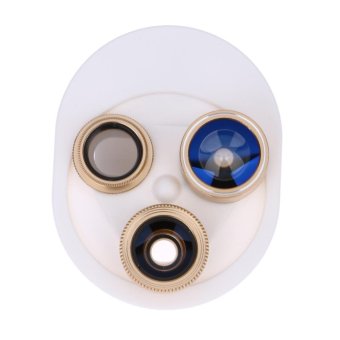 Gambar 4 in 1 360 Degree 15X Macro Fish Eye CPL Flat Lens for SmartPhone(Gold)   intl