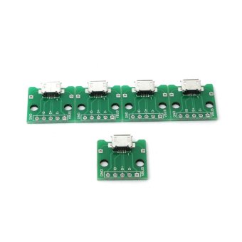 Gambar 5 buah 5pin konektor USB mikro untuk perempuan berenang adaptor B jenis Pcb Konverter Kit
