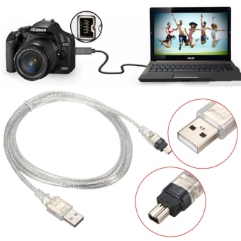 Gambar 5FT USB 2.0 Male to 4 Pin IEEE 1394 Cable FireWire Adapter Converter Cord Sliver   intl