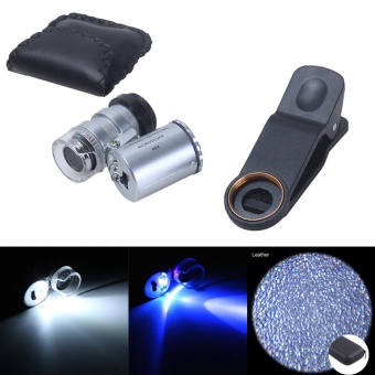 Gambar 60x Handheld Mini Pocket Microscope Loupe Jeweler Magnifier LED Light Trendy   intl