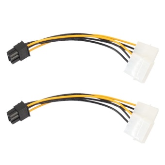 Gambar 6Pin to Dual 4 Pin PCI E PCI Express Graphics Card Power AdapterCable(Black) 2 pcs   intl