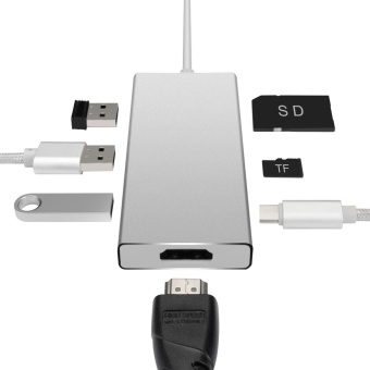 Gambar 7 in 1 USB Hub Multifunction USB C Hub with Type C 4K Video HD VGAGigabit Ethernet Adapter USB 3.0 USB C Type C HUB TF SD Card ReaderHub   intl