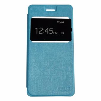 Gambar AIMI Leather Case Sarung Kulit For Xiaomi Redmi 4A Flipshell  Flipcover   Flip Cover Kulit   Sarung Case   Sarung Handphone  Sarung HP   Biru Muda