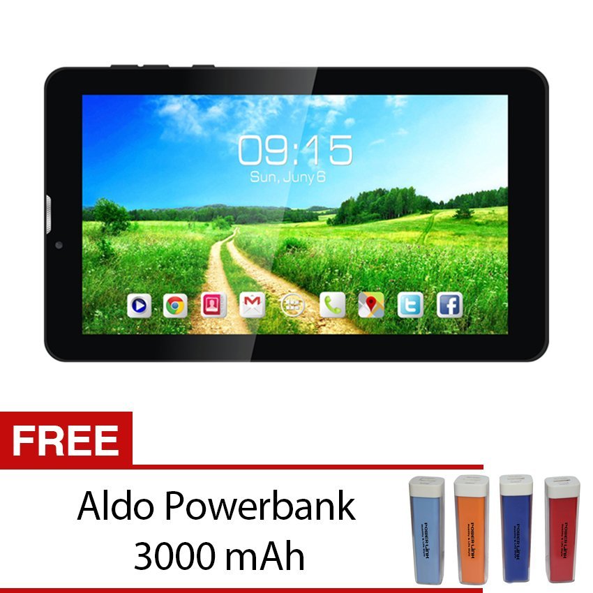 Harga Aldo Epad T2 - 8 GB ROM - Hitam + Gratis Powerbank Aldo 3000 mAh