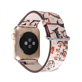 Gambar Apple Watch Band 42mm,VSANNSZ Premium PU Leather Pastoral FloralPrinting Replacement Strap Wrist Band with Stainless Metal Claspfor Apple Watch Series 1 Series 2 42mm (F)   intl