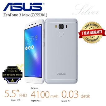 Asus Zenfone 3 Max ZC553KL 3/32GB 5,5 inches 4G LTE Silver Dual Simcard Garansi Resmi  