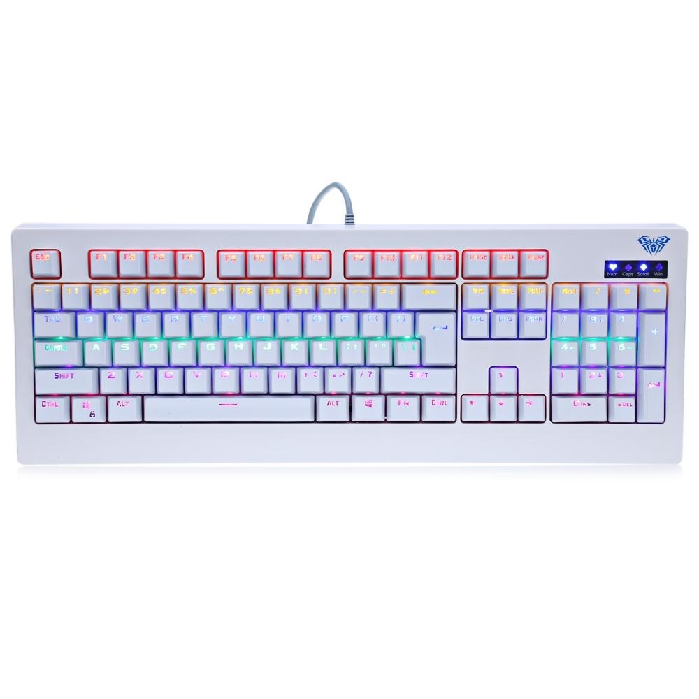 AULA 104-key LED Backlit Mechanical Gaming Keyboard (White) - intl