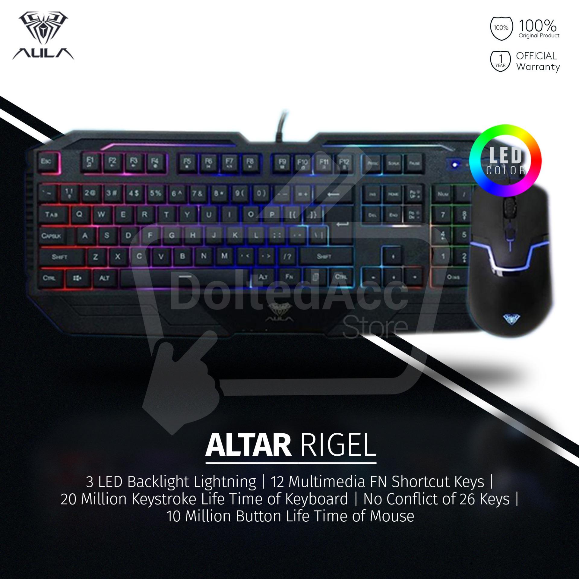 AULA ALTAR RIGEL Wired Keyboard and Mouse Combo with LED Backlit - Hitam