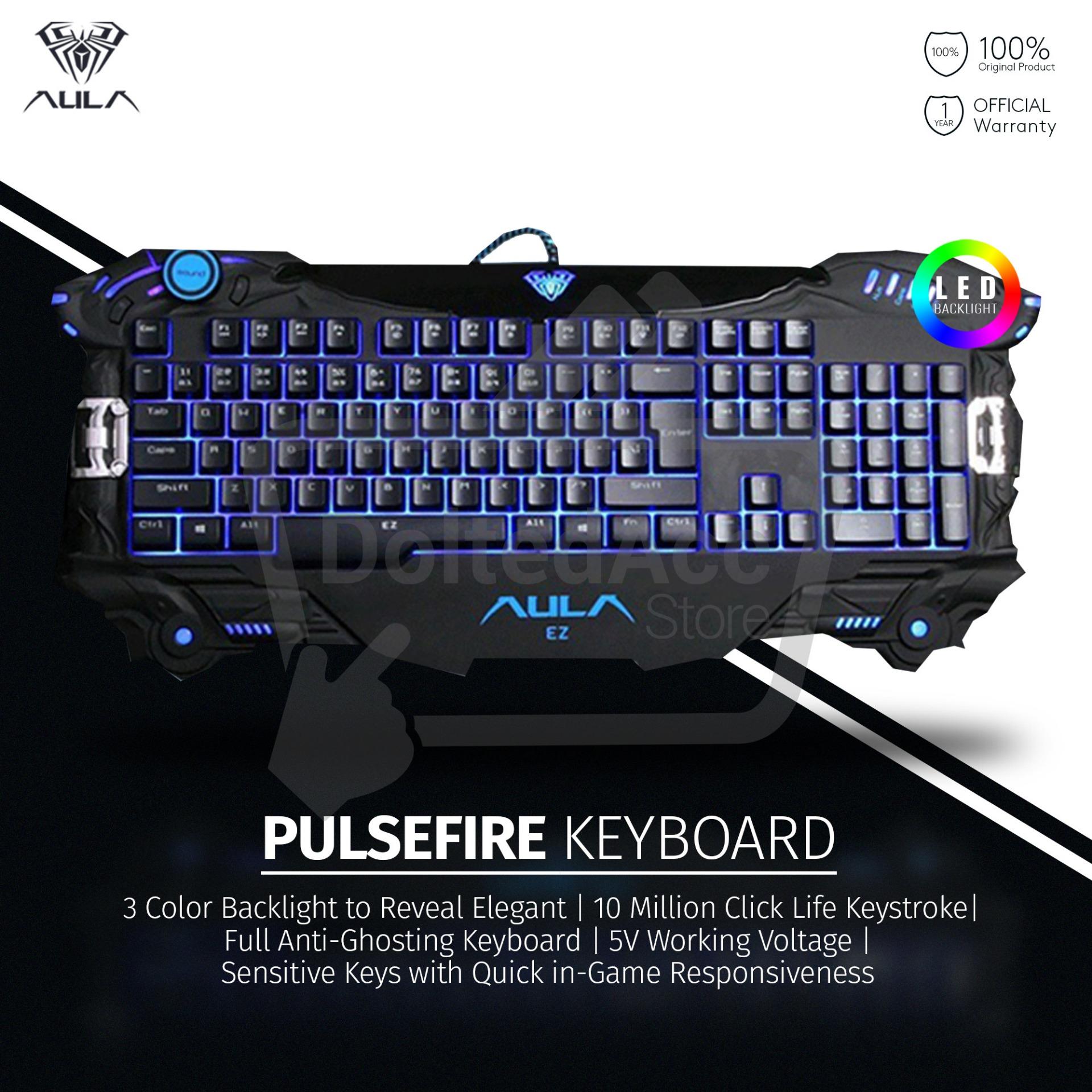 AULA PULSFIRE Plunger Semi Mechanical Keyboard Wired Gaming - Hitam