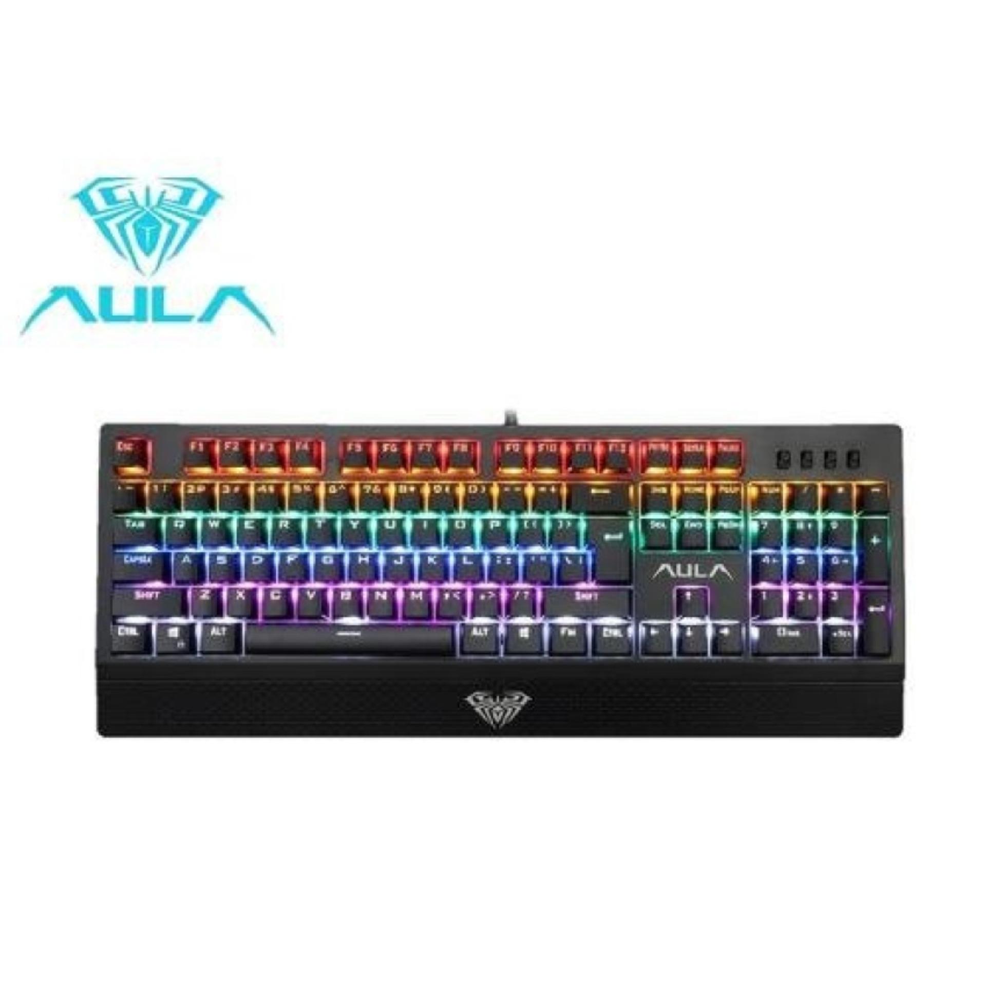 AULA Wings of Liberty Mechanical Gaming Keyboard Blue Switch 104keys RainBow LED Backlight - Hitam