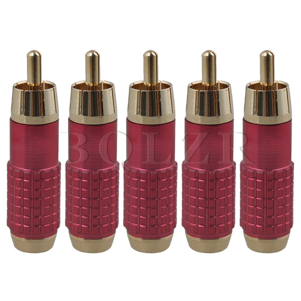 AV Terminal RCA Plug Connector Adapter for Audio Line Set of 5 Red - intl