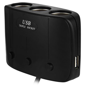 B04 3 Cara Otomatis Rokok Lighter Mobil Soket USB Adaptor Chargertenaga Pembelah Ganda Untuk Ponsel (Hitam) - International April 2018 - 2 B04 3 cara otomatis rokok lighter mobil soket USB adaptor chargertenaga pembelah Ganda Untuk Ponsel (Hitam) - International - 2