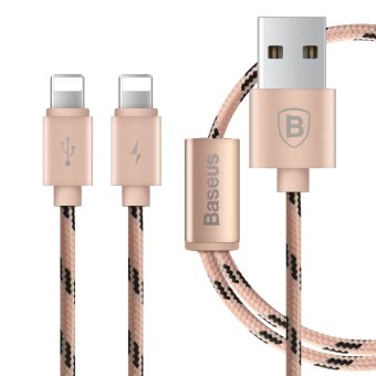 BASEUS Portman Series Dual Lightning 8pin Port Charge Sync Cable for iPhone iPad - Rose Gold  