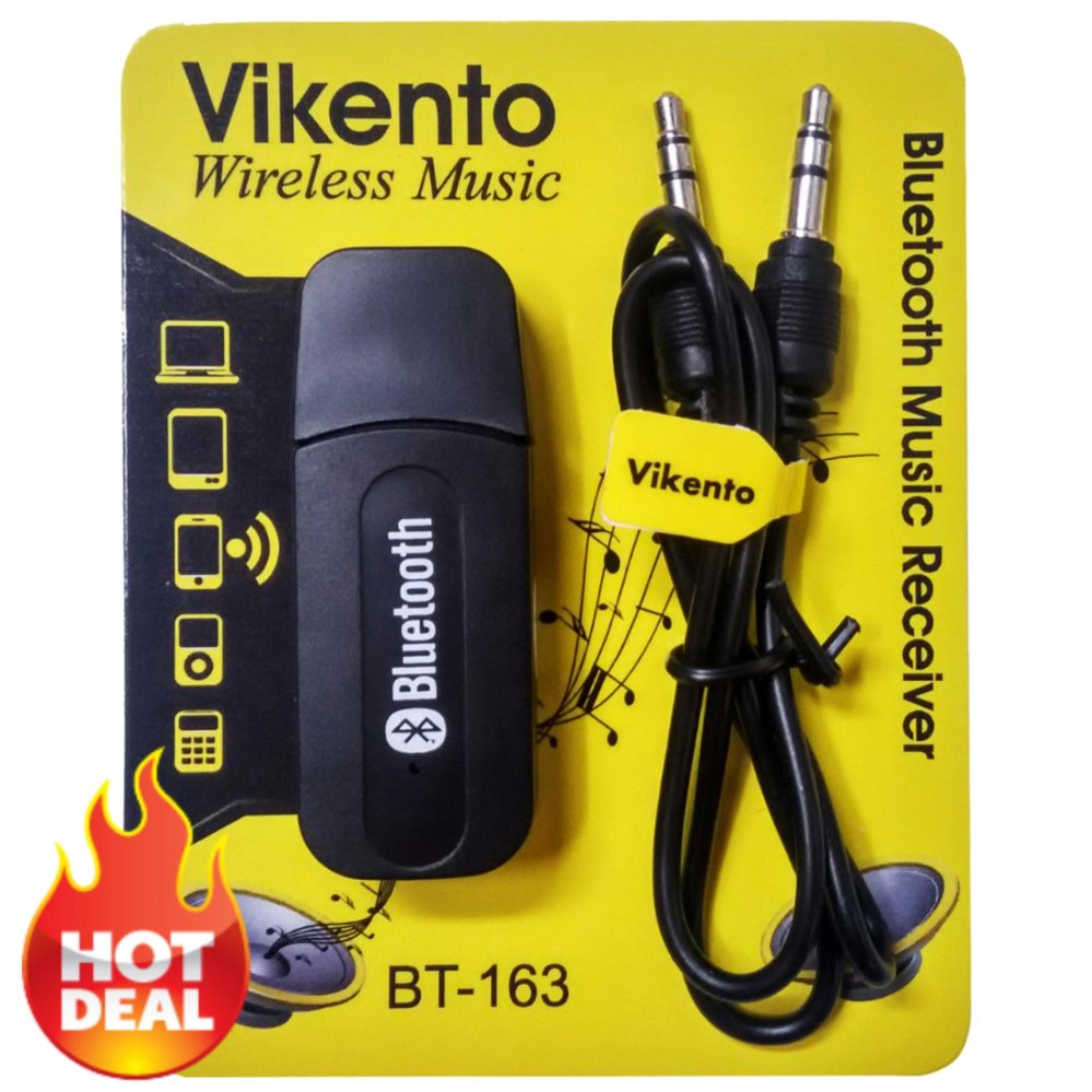 Bluetooth Audio Music Receiver 3.5mm Dongle Stereo - Hitam .