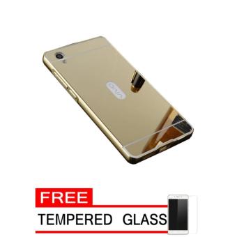 Gambar Bumper Mirror Untuk Vivo Y15   Gold   Free Tempered Glass