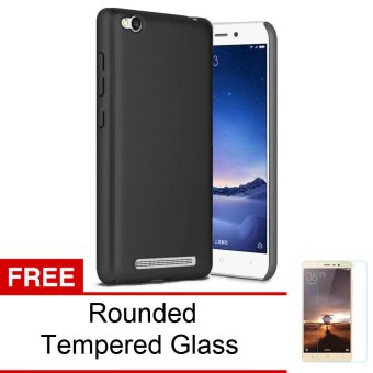 Calandiva 360 Degree Protection Slim HardCase for Xiaomi Redmi 3 - Hitam + Rounded Tempered Glass