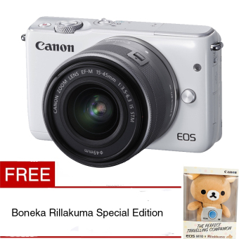 Canon EOS M10 White with EF-M15-45mm + Gratis Boneka Rillakkuma Edisi Spesial  