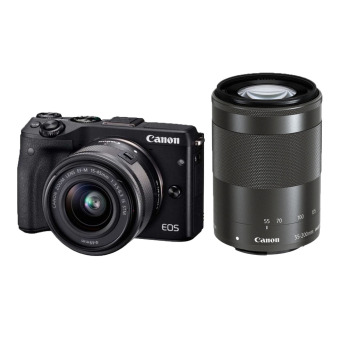 Canon EOS M3 Kit EF-M 15-45mm + 55-200mm - Hitam  