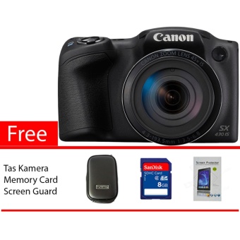 Canon Kamera Prosumer Powershot SX430 IS Hitam Free Memory Card, Screen Guard, Tas Kamera  