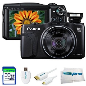 Canon Powershot SX710 HS 20.3MP Digital Camera (Black) + 32GB I3E Pro Basic Accessory Bundle - International Version - intl  
