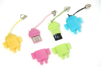 Gambar Card Reader Reader MicroSD Boneka Android Pink Biru Hijau Kuning