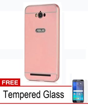 Gambar Case Aluminium Bumper Mirror for Asus Zenfone Max ZC550KL   Rose Gold + Free Tempered Glass