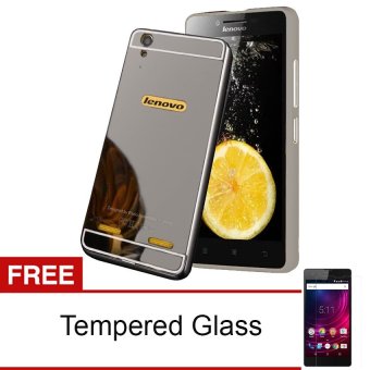 Gambar Case Aluminium Bumper Mirror for Lenovo A6000   Black + FreeTempered Glass