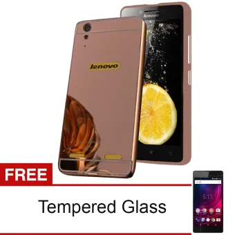 Gambar Case Aluminium Bumper Mirror For Lenovo A6010   Rose Gold + GratisTempered Glass