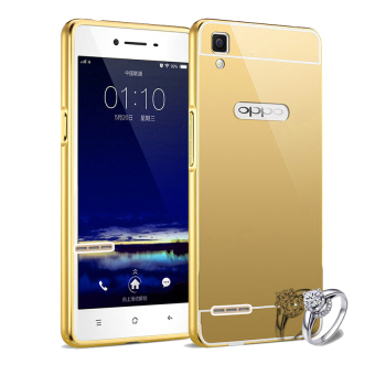 Gambar Case Aluminium Bumper Mirror for OPPO F1 Selfie Expert   Gold