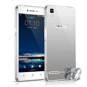 Gambar Case Aluminium Bumper Mirror for OPPO F1 Selfie Expert   Silver + Free Tempered Glass