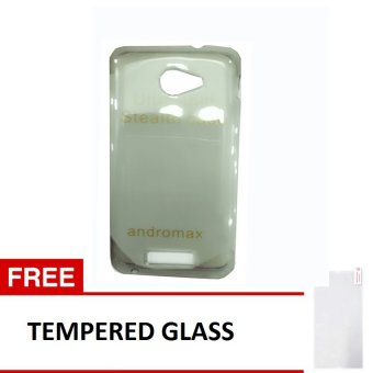 Gambar Case Andromax E2 Ultrathin Aircase   Abu Transparant + TemperedGlass