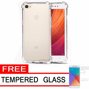 Case Anti Shock / Anti Crack Elegant Softcase for Xiaomi Redmi Note 5A / Note 5A Prime - White Clear + Free Tempered Glass  