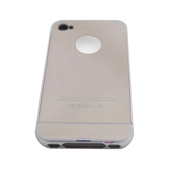 Gambar Case Apple iPhone 4G 4S Alumunium Bumper With Sleding Mirror  Metal Back cover   Silver