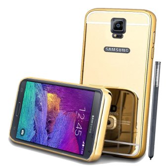 Gambar Case Bumper Chrome with Backcase Mirror untuk Samsung Galaxy Note 4  Gold