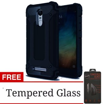 Gambar Case Capsule Ultra Rugged For Xiaomi Redmi Note 4 Hybrid Armor TPUShockproof Anti Slip Soft Back Case   Softcase   Casing Hp + FreeTempered Glass Protection   anti Gores Kaca   Biru Tua   Navy