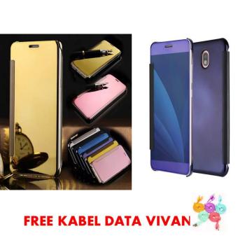 Gambar Case Executive Samsung Galaxy J7 Pro Flipcase Flip Mirror Cover S View Transparan Auto Lock Casing Hp  Random Color Free Kabel data Vivan