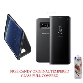 Gambar CASE FLIPCASE COVER S VIEW CHROME WITH STAND FOR SAMSUNG GALAXY S8  Black FREE CANDY ORIGINAL TEMPERED GLASS FULL COVERED