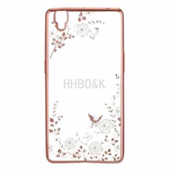 Gambar Case Flower Diamond Softcase Oppo F1   Gold