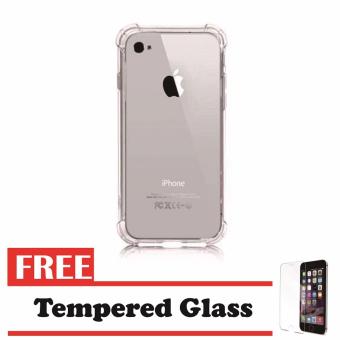 Gambar Case for Apple iPhone 4   4S   4G Anti Crack   Anti Pecah   Anti Shock Shockproof Elegant Softcase + Gratis Free Tempered Glass   Putih Bening