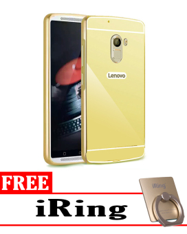 Gambar Case for Lenovo Vibe K4 Note Aluminium Bumper With Mirror Backdoor Slide   Gold + Free iRing