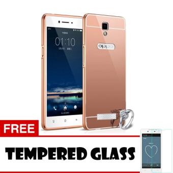 Gambar Case For Oppo Neo 3   R831K Bumper Slide Mirror   Rose Gold + FreeTempered Glass