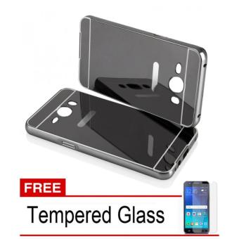 Gambar Case For Samsung Galaxy J3 Bumper Slide Mirror   Black + FreeTempered Glass