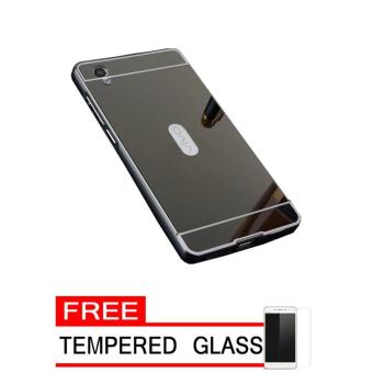 Gambar Case For Vivo Y15 Bumper Slide Mirror   Black + Free Tempered Glass