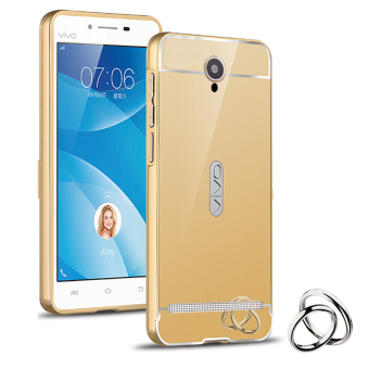 Gambar Case for Vivo Y28 Aluminium Bumper With Mirror Backdoor Slide  Gold