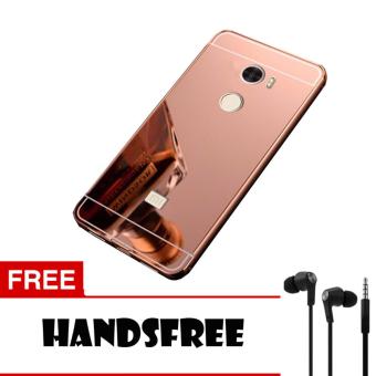 Gambar Case Metal Alumunium For Xiaomi Redmi 4 Bumper Mirror Slide   Rose+ Free Hansfree