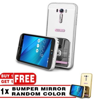 Gambar Case Metal for Asus Zenfone 2 Laser ZE550KL ZE550KG AluminiumBumper With Mirror Backdoor Slide   Silver + Free Case Metal BumperMirror Random Color