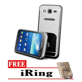 Gambar Case Metal for Samsung Galaxy J2 Prime Aluminium Bumper With MirrorBackdoor Slide   Silver + Free iRing