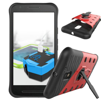 Gambar Case Moto E3 Power Hybrid Sniper Slim Armor With 360 Degrees Rotation Durable Kickstand   Merah