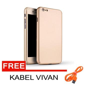 Gambar Case Spigen Candy Premium Front Back 360 Degree Full ProtectionWith Tempered Glass for Iphone 6 Plus   6s Plus   Gold + Free KabelData Vivan